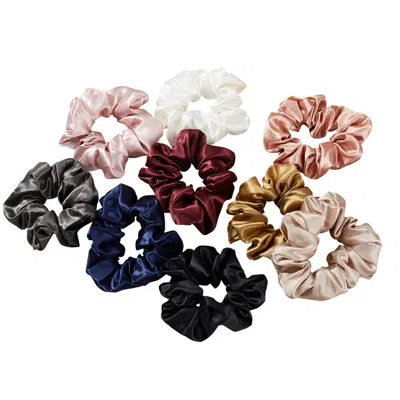 Soft Strokes Silk Women's Pure Mulberry Silk French Scrunchie Set Of Ten In Purple