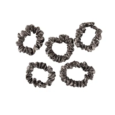 Soft Strokes Silk Women's Pure Mulberry Silk Mini Scrunchie Set Of Five In Grey