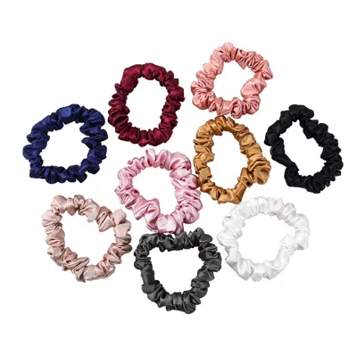 Soft Strokes Silk Women's Pure Mulberry Silk Mini Scrunchie Set Of Ten In Purple