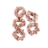 Soft Strokes Silk Women's Pure Mulberry Silk Regular Scrunchie Set Of Five In Rose Gold In Rose Gold
