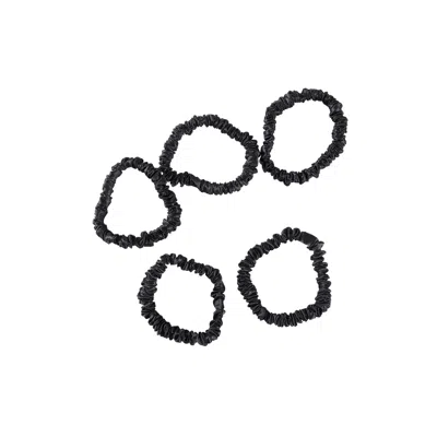 Soft Strokes Silk Women's Pure Mulberry Silk Skinny Scrunchie Set Of Five In Black