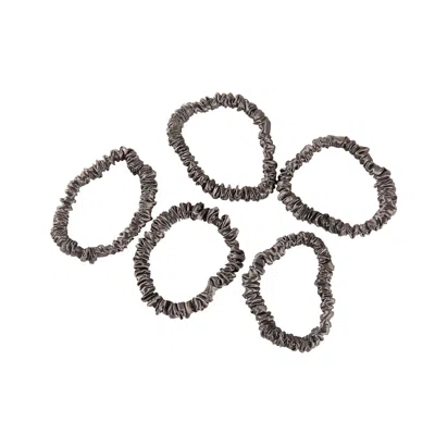 Soft Strokes Silk Women's Pure Mulberry Silk Skinny Scrunchie Set Of Five In Grey