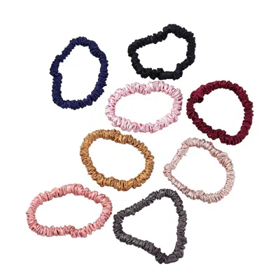 Soft Strokes Silk Women's Pure Mulberry Silk Skinny Scrunchie Set Of Ten In Purple