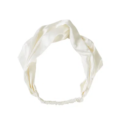 Soft Strokes Silk Women's Pure Mulberry Silk Turban Style Headband - Set Of Two - White In Metallic