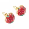 Soft Strokes Silk Women's Red Pure Silk Brocade Earrings