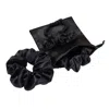 Soft Strokes Silk Women's Set Of Four Pure Mulberry Silk Scrunchies In Black