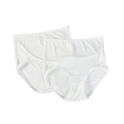 Soft Strokes Silk Women's Set Of Two Knitted Silk Mid Rise French Cut Pantie Shimmer Collection In White Cosmopolitan