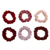 Soft Strokes Silk Women's Silk Velvet Handmade Mini Scrunchie, Lipstick Collection - Set Of Six In Brown/pink/purple/red