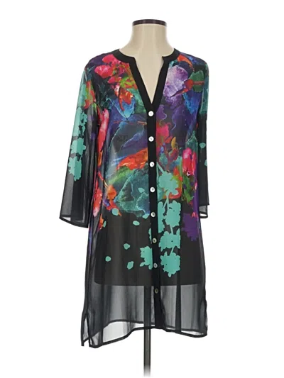 Pre-owned Soft Surroundings 3/4 Sleeve Blouse In Black