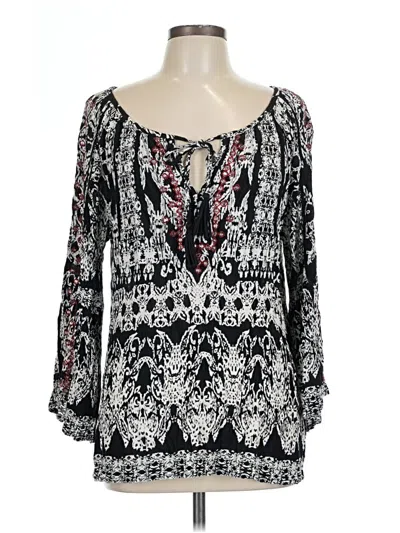 Pre-owned Soft Surroundings 3/4 Sleeve Blouse In Black