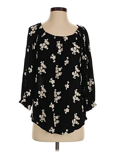 Pre-owned Soft Surroundings 3/4 Sleeve Blouse In Black