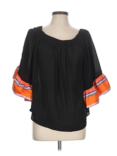 Pre-owned Soft Surroundings 3/4 Sleeve Blouse In Black