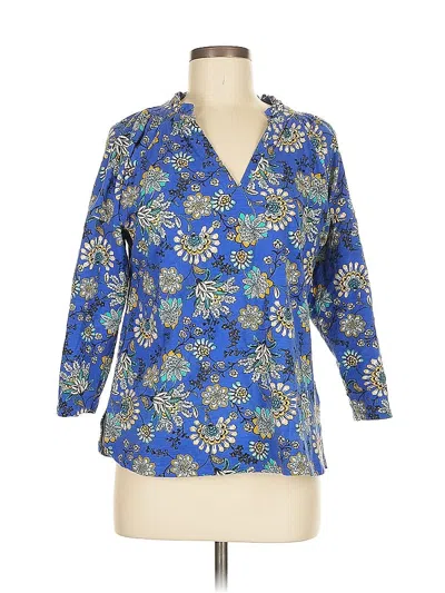 Pre-owned Soft Surroundings 3/4 Sleeve Blouse In Blue