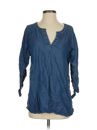 Pre-owned Soft Surroundings 3/4 Sleeve Blouse In Blue