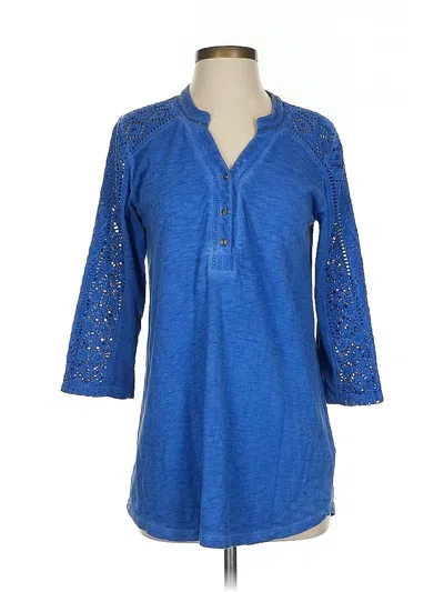 Pre-owned Soft Surroundings 3/4 Sleeve Blouse In Blue