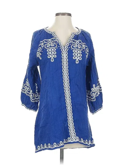 Pre-owned Soft Surroundings 3/4 Sleeve Blouse In Blue