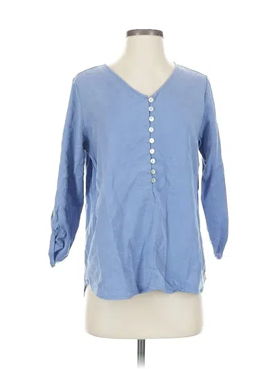 Pre-owned Soft Surroundings 3/4 Sleeve Blouse In Blue