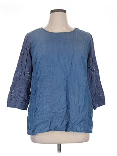Pre-owned Soft Surroundings 3/4 Sleeve Blouse In Blue