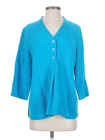 Pre-owned Soft Surroundings 3/4 Sleeve Blouse In Blue