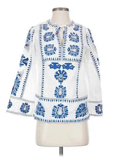 Pre-owned Soft Surroundings 3/4 Sleeve Blouse In Blue