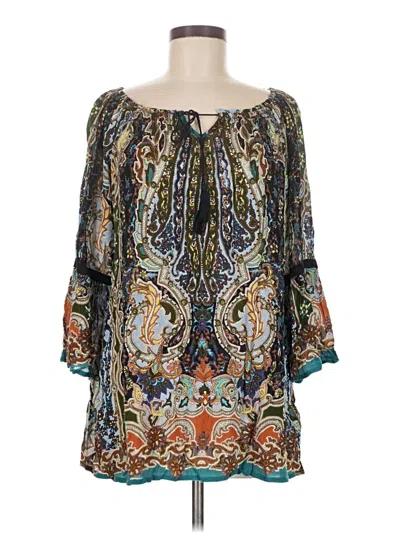 Pre-owned Soft Surroundings 3/4 Sleeve Blouse In Blue
