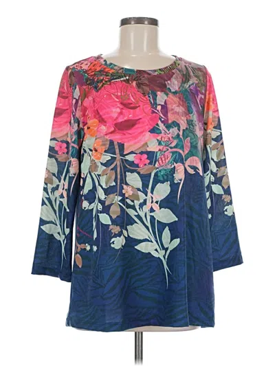Pre-owned Soft Surroundings 3/4 Sleeve Blouse In Blue