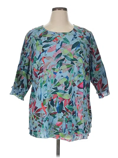 Pre-owned Soft Surroundings 3/4 Sleeve Blouse In Blue