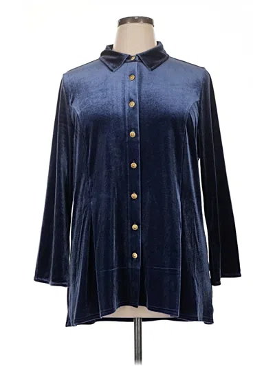 Pre-owned Soft Surroundings 3/4 Sleeve Blouse In Blue