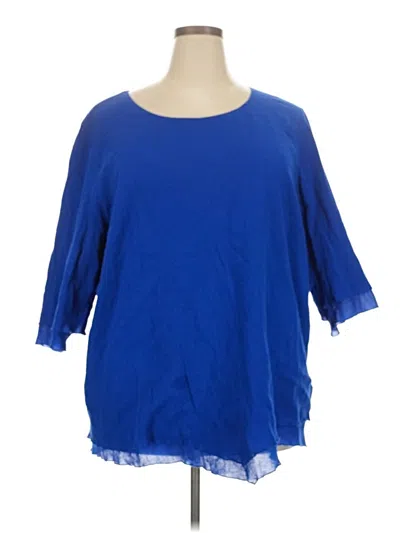 Pre-owned Soft Surroundings 3/4 Sleeve Blouse In Blue