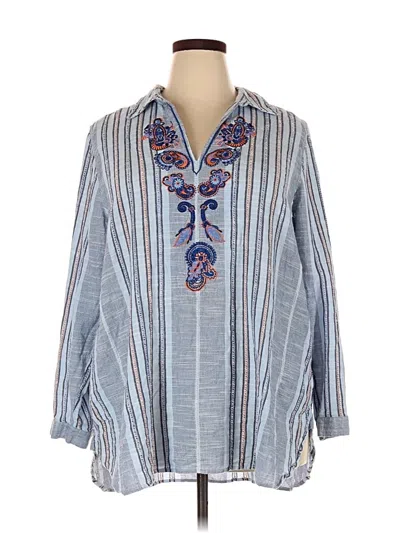 Pre-owned Soft Surroundings 3/4 Sleeve Blouse In Blue
