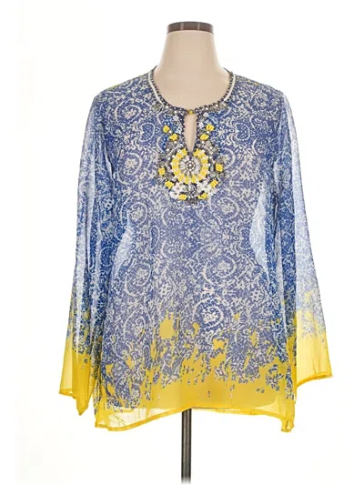 Pre-owned Soft Surroundings 3/4 Sleeve Blouse In Blue