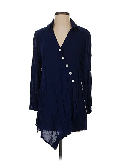 Pre-owned Soft Surroundings 3/4 Sleeve Blouse In Blue