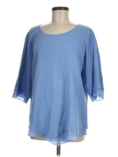 Pre-owned Soft Surroundings 3/4 Sleeve Blouse In Blue