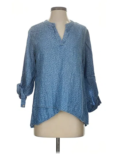 Pre-owned Soft Surroundings 3/4 Sleeve Blouse In Blue