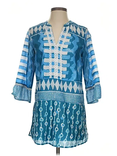 Pre-owned Soft Surroundings 3/4 Sleeve Blouse In Blue