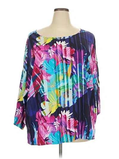 Pre-owned Soft Surroundings 3/4 Sleeve Blouse In Blue