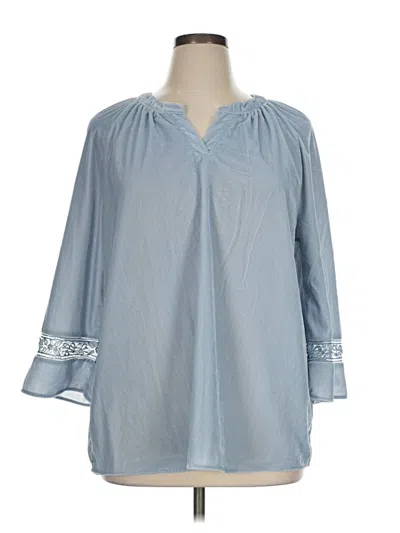 Pre-owned Soft Surroundings 3/4 Sleeve Blouse In Blue