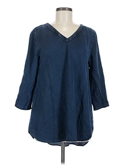 Pre-owned Soft Surroundings 3/4 Sleeve Blouse In Blue