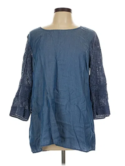 Pre-owned Soft Surroundings 3/4 Sleeve Blouse In Blue