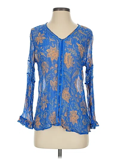 Pre-owned Soft Surroundings 3/4 Sleeve Blouse In Blue