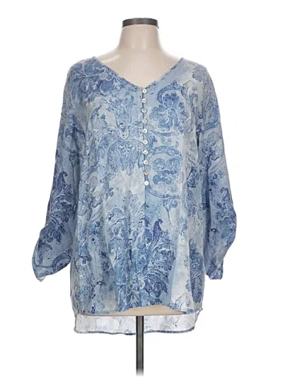 Pre-owned Soft Surroundings 3/4 Sleeve Blouse In Blue