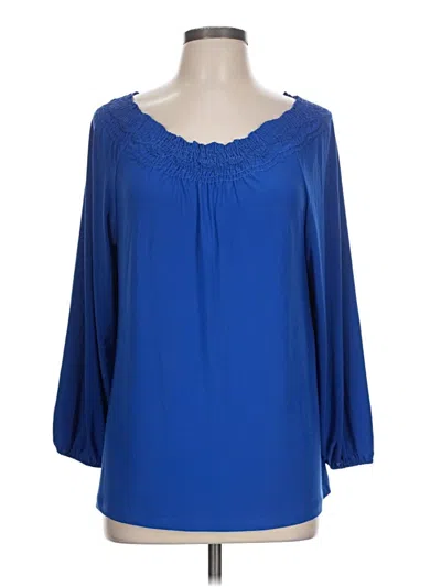 Pre-owned Soft Surroundings 3/4 Sleeve Blouse In Blue