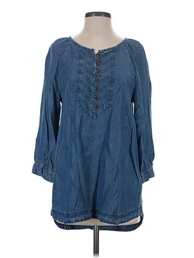 Pre-owned Soft Surroundings 3/4 Sleeve Blouse In Blue
