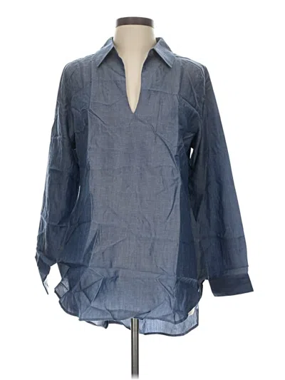 Pre-owned Soft Surroundings 3/4 Sleeve Blouse In Blue
