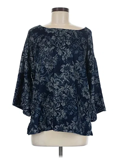 Pre-owned Soft Surroundings 3/4 Sleeve Blouse In Blue