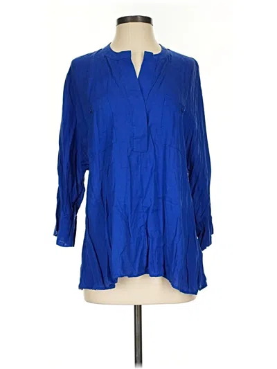 Pre-owned Soft Surroundings 3/4 Sleeve Blouse In Blue
