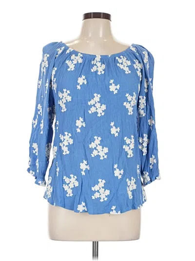 Pre-owned Soft Surroundings 3/4 Sleeve Blouse In Blue