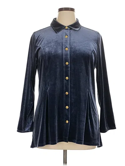 Pre-owned Soft Surroundings 3/4 Sleeve Blouse In Blue