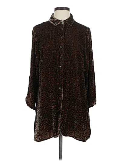 Pre-owned Soft Surroundings 3/4 Sleeve Blouse In Brown