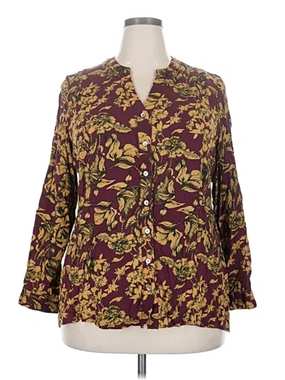 Pre-owned Soft Surroundings 3/4 Sleeve Blouse In Burgundy